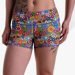 Tough‎ Mode Women's Hippy Flower Power Workout Crossfit Shorts Large